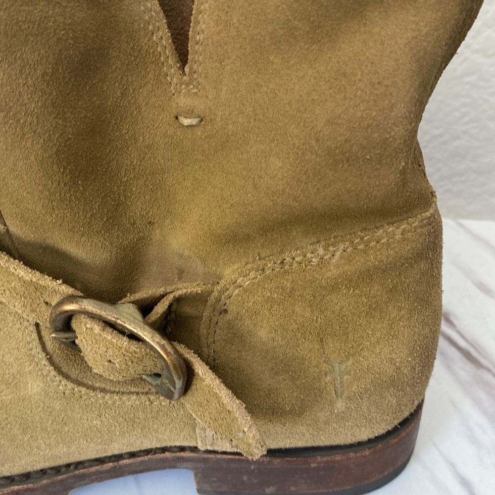 Frye Veronica Moto Green Suede Bootie - Picture 3 of 8